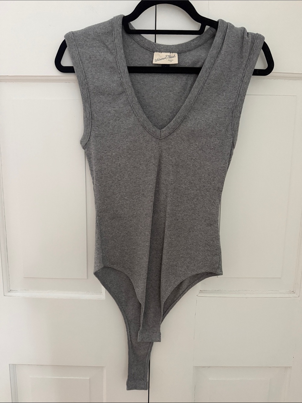 Universal Thread Gray V-Neck Sleeveless Bodysuit